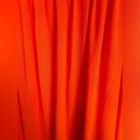 NWT ASOS Coral Orange Mesh Overlay Empire Waist Skater Maxi Dress 14 - Picture 12 of 13